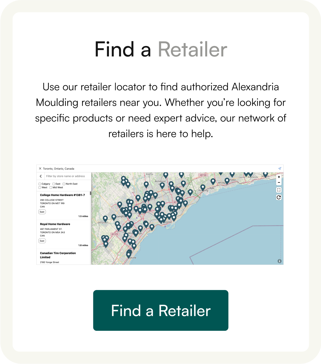 Find A Retailer Near You! - Alexandria Moulding